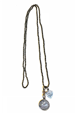 Long Pyrite Necklace with Silver Charms