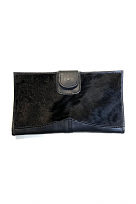 Leather Snap Wallet with Hair Detail