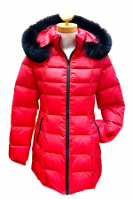 Down Jacket with Fox Trimmed Hood