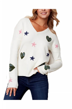 Hearts and Stars V-Neck Sweater