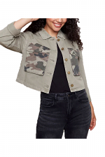 Cropped Jacket with Printed Pockets