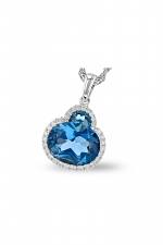 London Blue Topaz Abstract Necklace with Diamond Accents