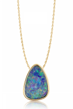 14K Yellow Gold Australian Opal Doublet Hidden Bail Pendant