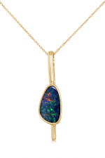 14K Yellow Gold Australian Opal Doublet Pendant